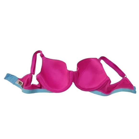 BONDS Pink & Blue Everyday T-Shirt Bra Underwire Padded Adjustable Size 14D - Picture 3 of 6